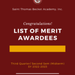 List of Merit awardees First Quarter SY 2023-2024