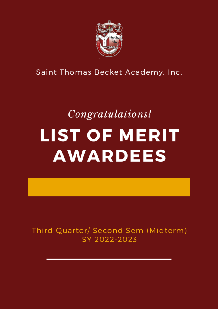 List of Merit awardees – Third Quarter SY 2022-2023